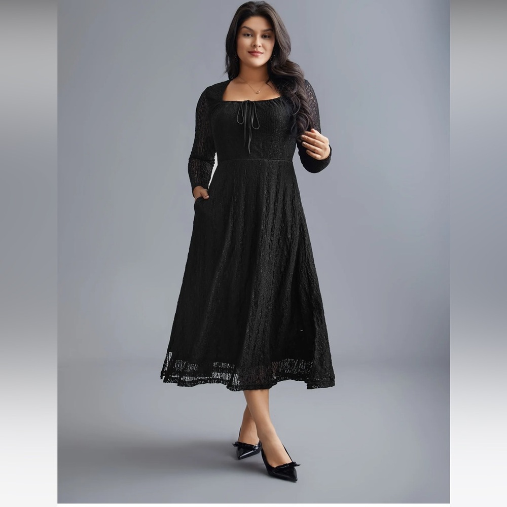 BloomChic. Black lace dress. Size 14/16. Square neck. Black dress.